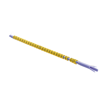 K-PARTEX-PINNER-BL   Partex Tubemerking Bl&#229; (2,5-5,0 mm) 10 pinner &#224; 25 tegn. Gul med sort skrift